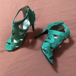 Green Strappy High Heel Sandals